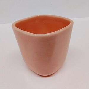 Sundance Pottery Peach Pink Geometric Bathroom Cup‎ Planter Succulent Holder 80s